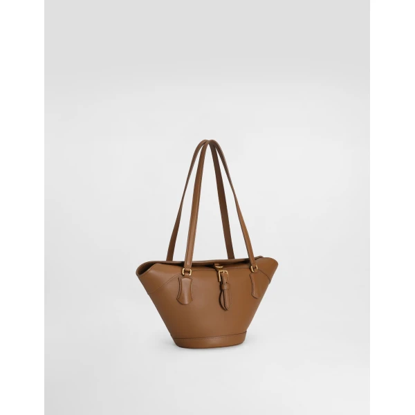 Brown Dolce & Gabbana Capri coffa bag in calfskin, view 2 | Totes & Top-Handle Bags