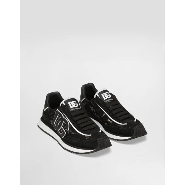 Multicolour Dolce & Gabbana DG Cushion sneakers in calfskin and fabric, view 2 | Sneakers