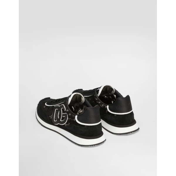 Multicolour Dolce & Gabbana DG Cushion sneakers in calfskin and fabric, view 3 | Sneakers