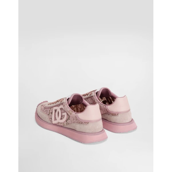 Multicolour Dolce & Gabbana DG Cushion sneakers in lace and calfskin, view 3 | Sneakers
