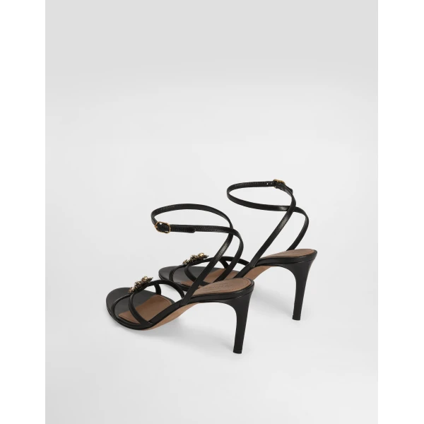 Black Dolce & Gabbana Devotion calfskin sandals, view 3 | Sandals
