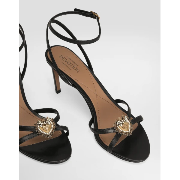 Black Dolce & Gabbana Devotion calfskin sandals, view 4 | Sandals