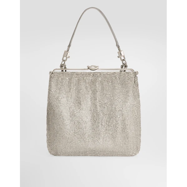Azure Dolce & Gabbana Dina shoulder and crossbody bag in crystal mesh, view 5 | Shoulder & Crossbody Bags