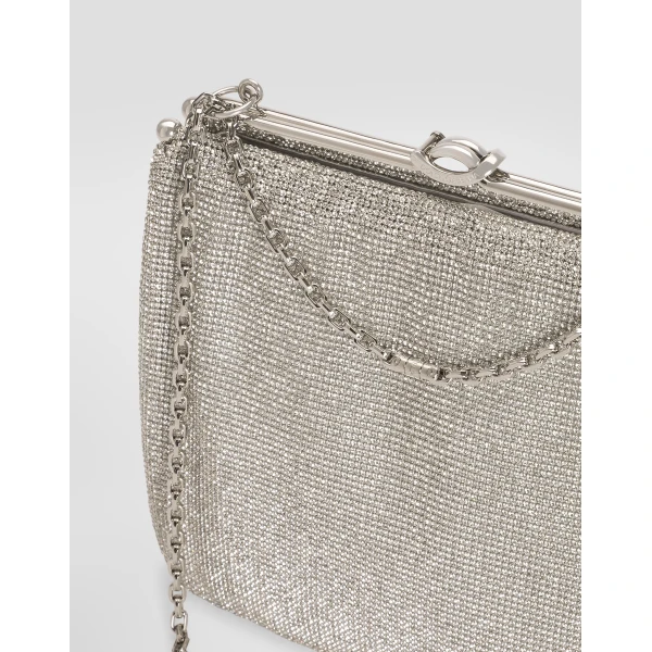 Azure Dolce & Gabbana Dina shoulder and crossbody bag in crystal mesh, view 6 | Shoulder & Crossbody Bags