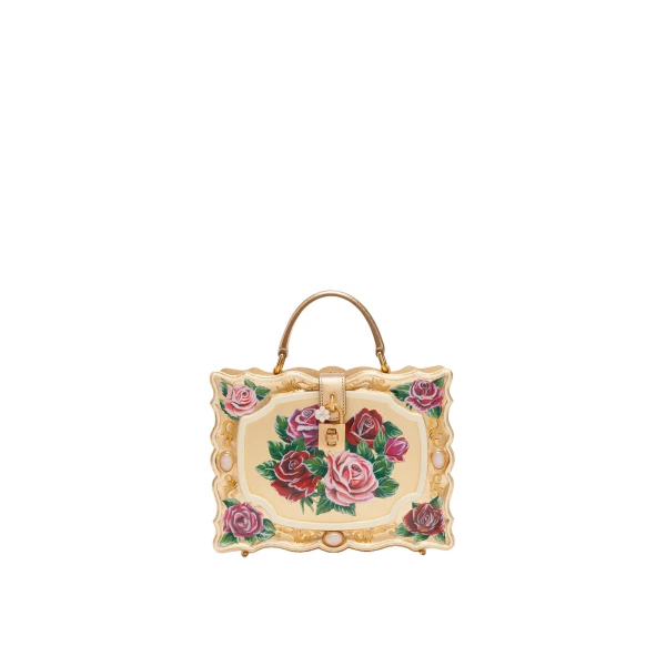Dolce Box bag in golden hand-painted wood