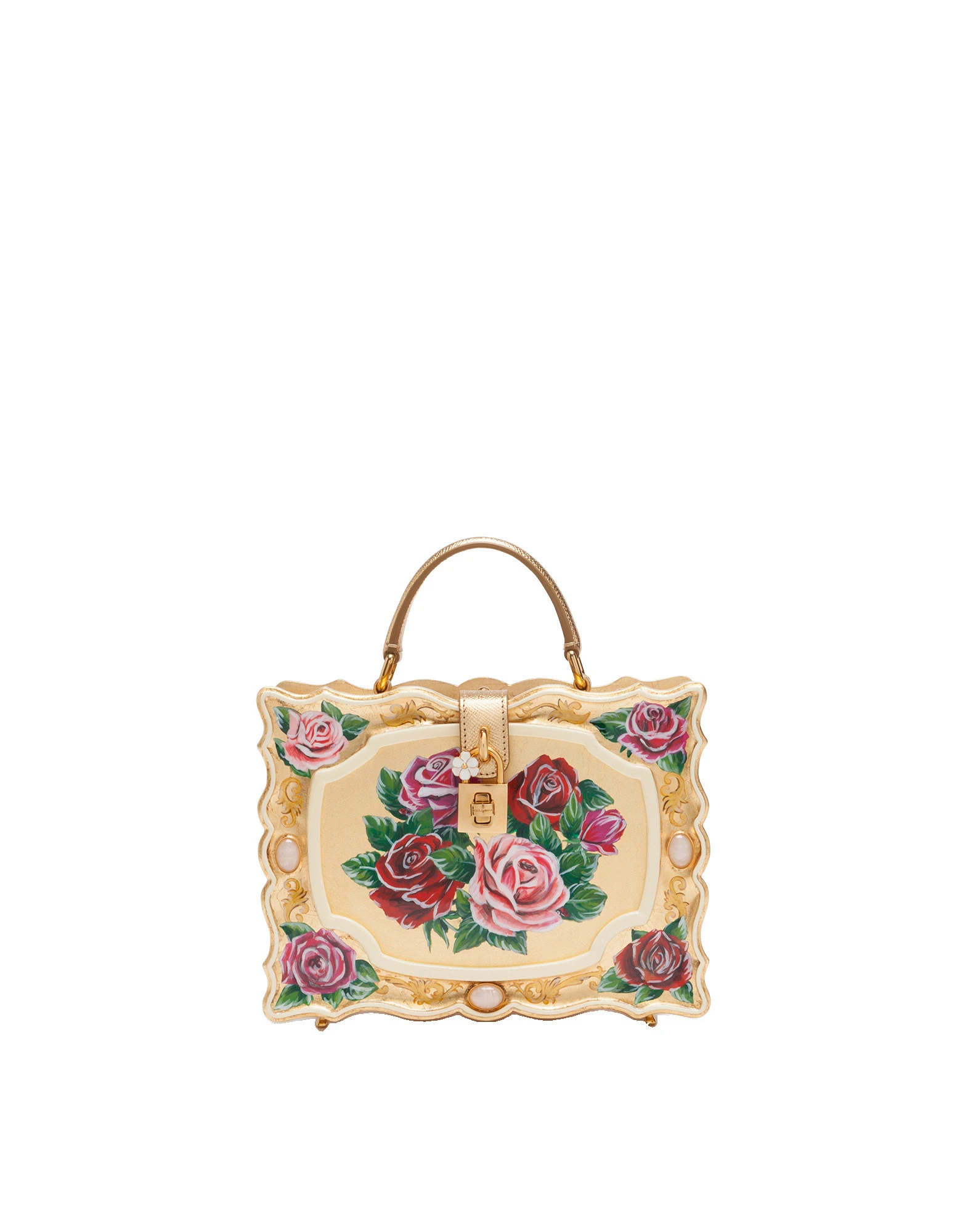 Dolce & Gabbana Dolce Box bag in golden hand-painted wood