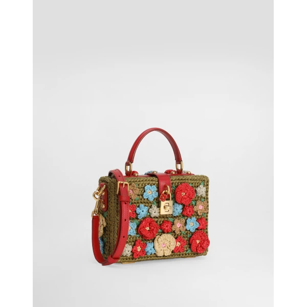 Multicolour Dolce & Gabbana Dolce Box raffia crochet handbag, view 3 | Totes & Top-Handle Bags