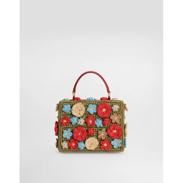Multicolour Dolce & Gabbana Dolce Box raffia crochet handbag, view 4 | Totes & Top-Handle Bags