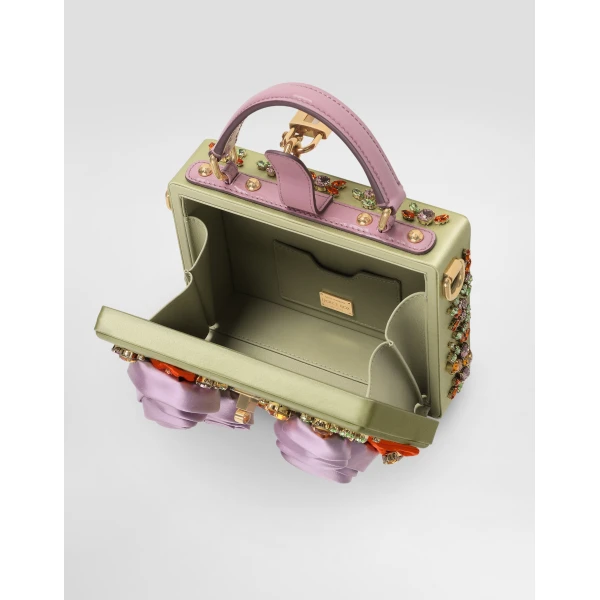 Multicolour Dolce & Gabbana Dolce Box satin and patent leather handbag, view 5 | Totes & Top-Handle Bags