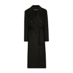 Black Dolce & Gabbana Double-breasted cashmere baize coat with belt | Coats