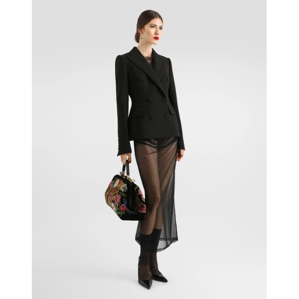 Black Dolce & Gabbana Double-breasted jacket in double wool crêpe, view 2 | Blazers
