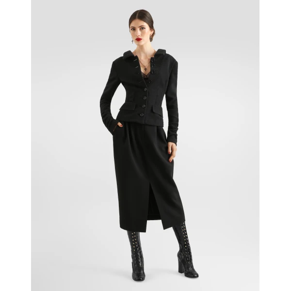 Black Dolce & Gabbana Double wool crêpe skirt, view 2 | Skirts