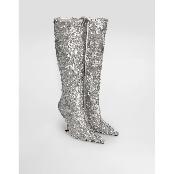 Silver Dolce & Gabbana Drop sequin boots, view 2 | Boots