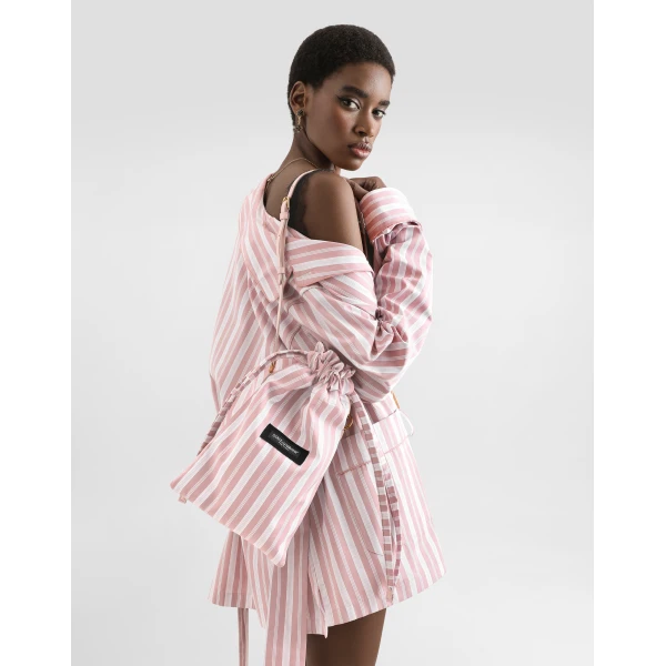 Multicolour Dolce & Gabbana Essenza bag in striped poplin, view 2 | Shoulder & Crossbody Bags