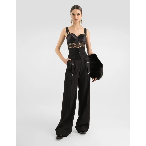 Black Dolce & Gabbana Flared woolen pants, view 2 | Pants