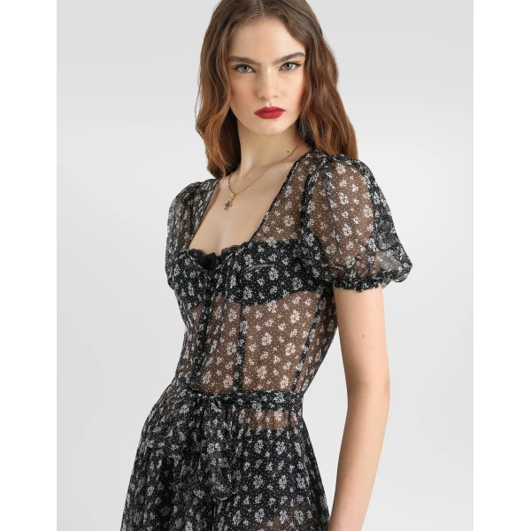 Multicolour Dolce & Gabbana Floral-print chiffon dress, view 4 | Dresses