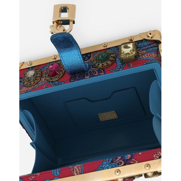 Multicolour Dolce & Gabbana Jacquard Dolce Box bag with embroidery, view 5 | Totes & Top-Handle Bags
