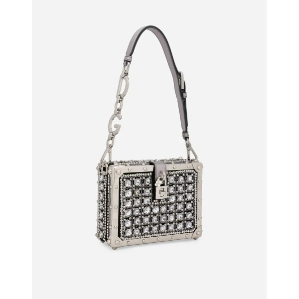 Multicolour Dolce & Gabbana Jacquard Dolce Box bag with embroidery, view 2 | Totes & Top-Handle Bags