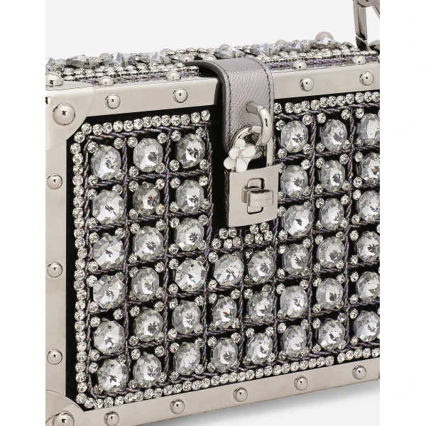 Multicolour Dolce & Gabbana Jacquard Dolce Box bag with embroidery, view 5 | Totes & Top-Handle Bags