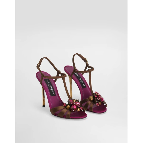 Multicolour Dolce & Gabbana Keira 2.0 satin sandals with embellishments, view 2 | Sandals