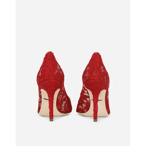 Red Dolce & Gabbana Lace rainbow pumps with brooch detailing, view 3 | Heels