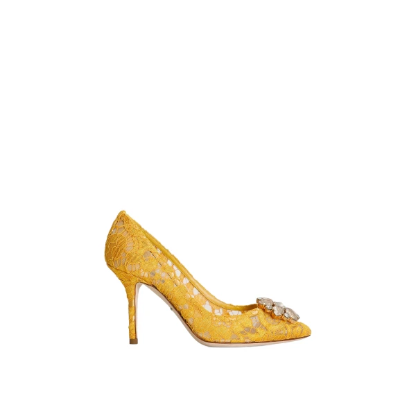 Lace rainbow pumps with brooch detailing