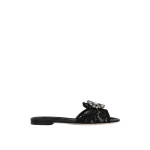 Black Dolce & Gabbana Lace rainbow slides with brooch detailing | Flip Flops & Slides