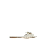Grey Dolce & Gabbana Lace rainbow slides with brooch detailing | Flip Flops & Slides