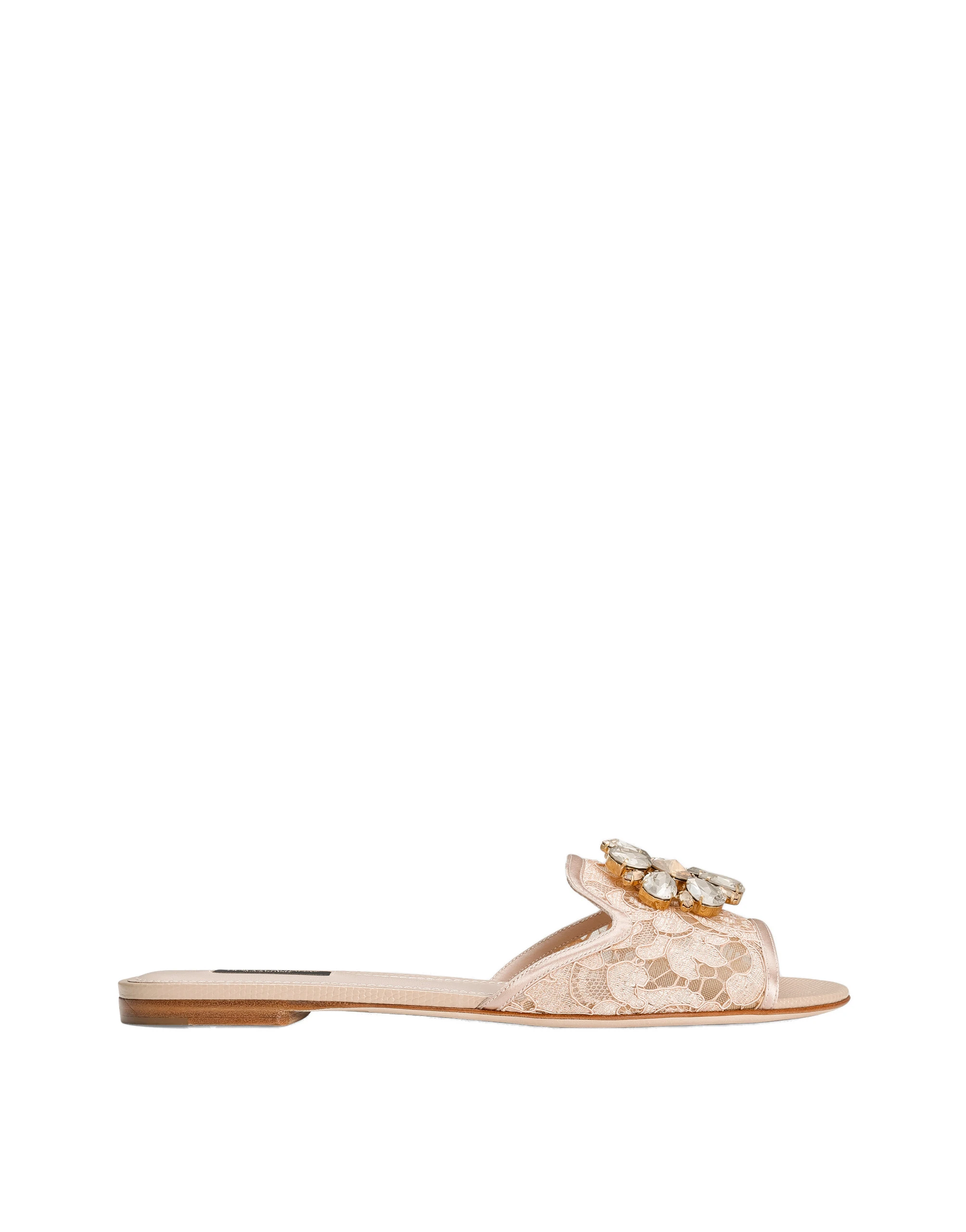Dolce & Gabbana Lace rainbow slides with brooch detailing