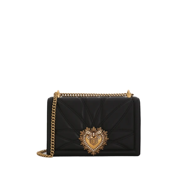 Black Dolce & Gabbana Large Devotion bag in quilted nappa leather | Shoulder & Crossbody Bags