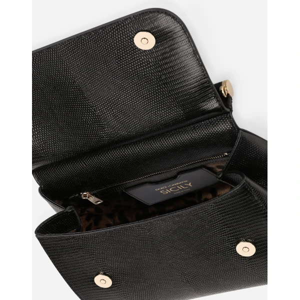 Black Dolce & Gabbana Large Sicily calfskin handbag, view 5 | Totes & Top-Handle Bags