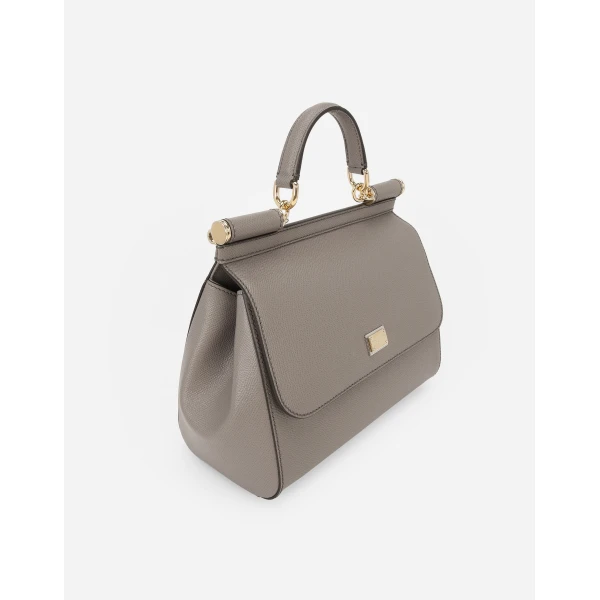 Beige Dolce & Gabbana Large Sicily handbag in dauphine calfskin, view 6 | Totes & Top-Handle Bags