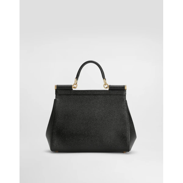 Black Dolce & Gabbana Large Sicily handbag in dauphine calfskin, view 4 | Totes & Top-Handle Bags