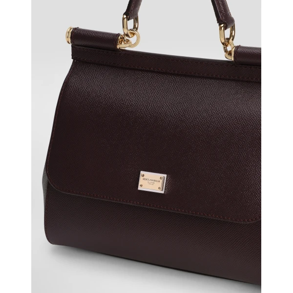 Bordeaux Dolce & Gabbana Large Sicily handbag in dauphine calfskin, view 6 | Totes & Top-Handle Bags