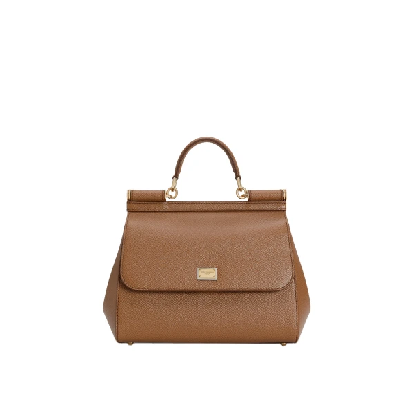 Brown Dolce & Gabbana Large Sicily handbag in dauphine calfskin | Totes & Top-Handle Bags