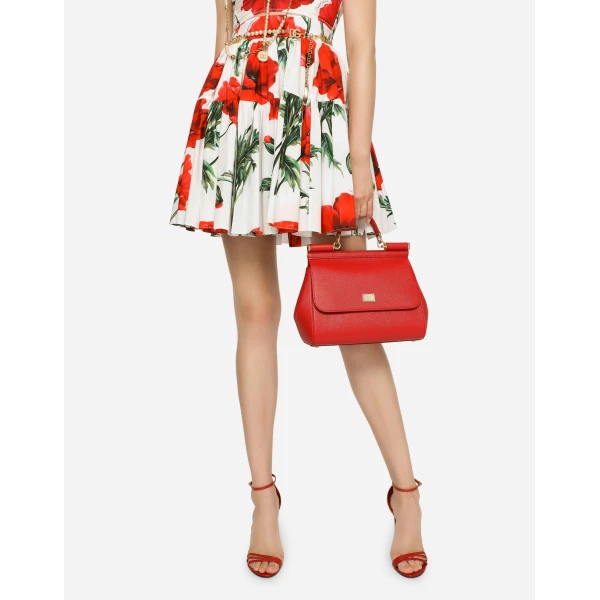 Red Dolce & Gabbana Large Sicily handbag in dauphine calfskin, view 2 | Totes & Top-Handle Bags