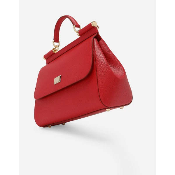 Red Dolce & Gabbana Large Sicily handbag in dauphine calfskin, view 6 | Totes & Top-Handle Bags