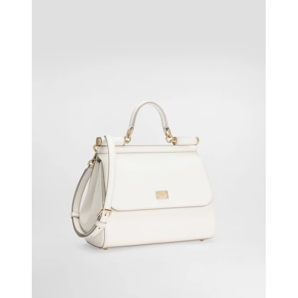White Dolce & Gabbana Large Sicily handbag in dauphine calfskin, view 3 | Totes & Top-Handle Bags