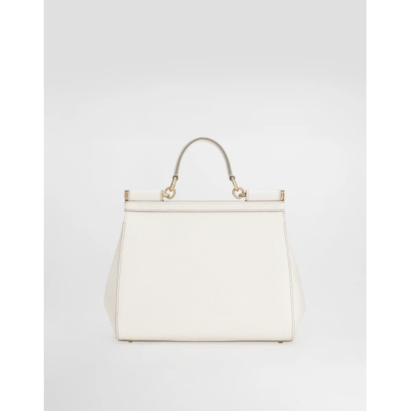 White Dolce & Gabbana Large Sicily handbag in dauphine calfskin, view 4 | Totes & Top-Handle Bags