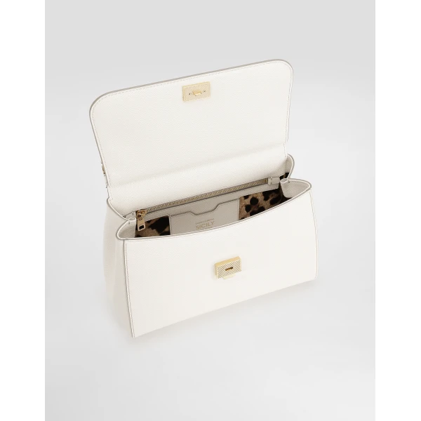 White Dolce & Gabbana Large Sicily handbag in dauphine calfskin, view 5 | Totes & Top-Handle Bags