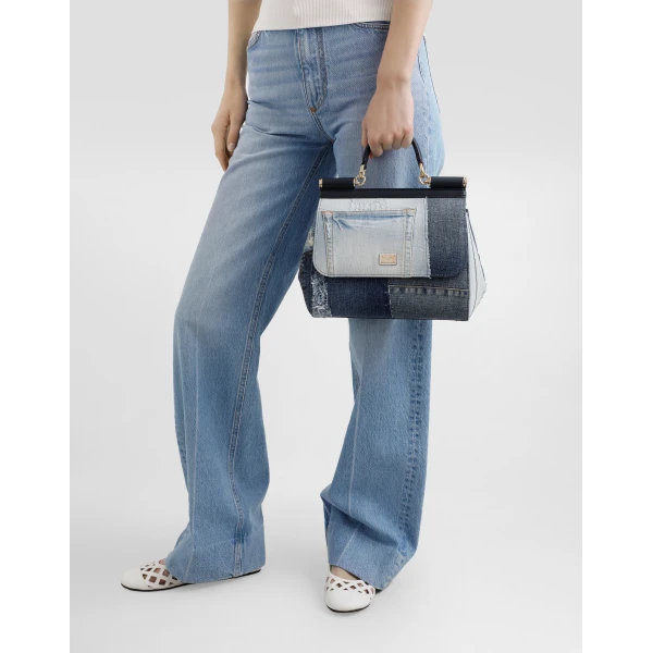 Denim Dolce & Gabbana Large Sicily handbag in denim and calfskin, view 2 | Totes & Top-Handle Bags