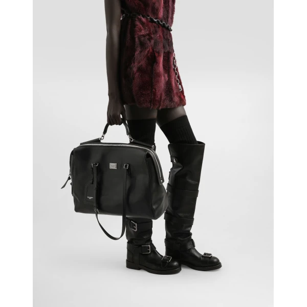 Black Dolce & Gabbana Large Vittoria calfskin bag, view 2 | Shoulder & Crossbody Bags