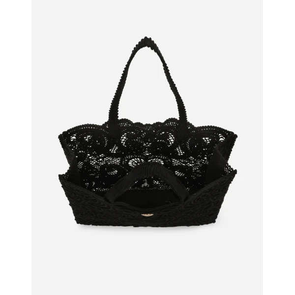 Black Dolce & Gabbana Large cordonetto lace bag, view 5 | Totes & Top-Handle Bags