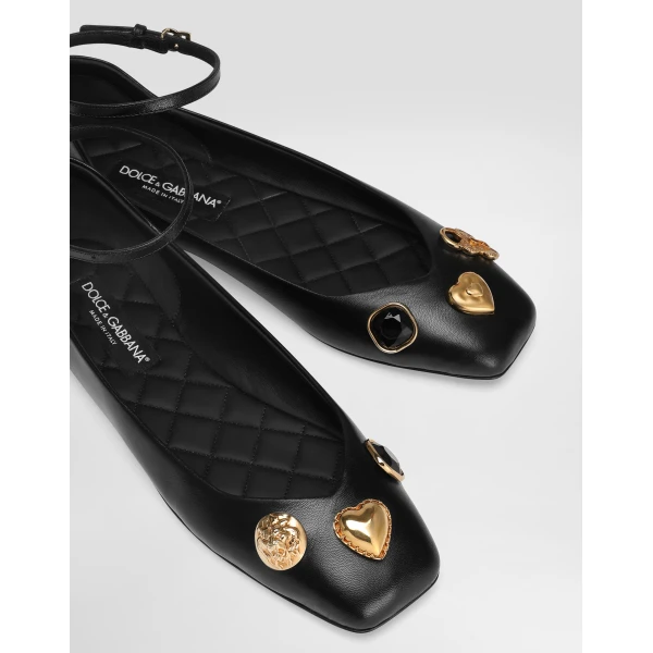 Black Dolce & Gabbana Leather ballet flats with embroidery, view 4 | Flats