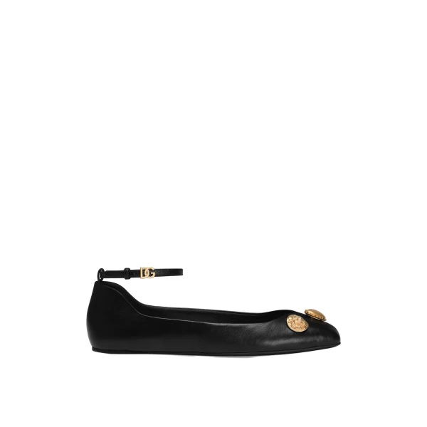 Leather ballet flats with embroidery
