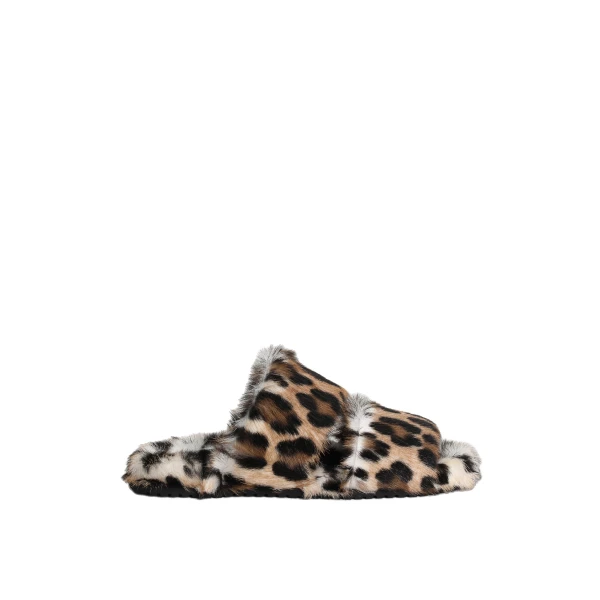 Print Dolce & Gabbana Leo kid leather slides | Flip Flops & Slides