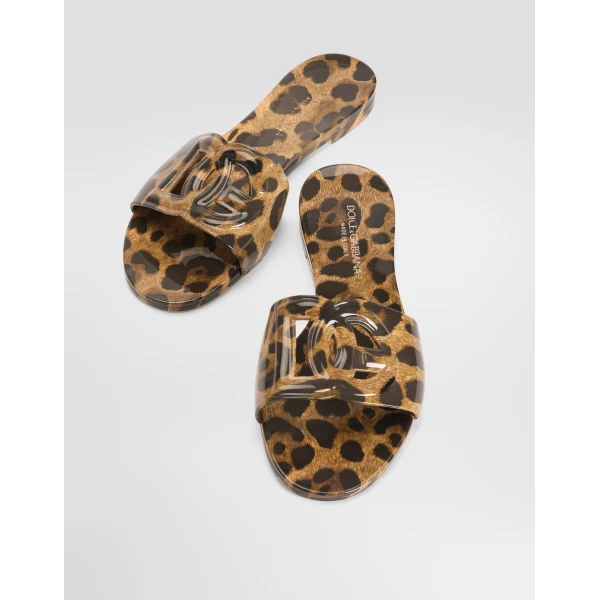 Print Dolce & Gabbana Leo-print rubber beachwear slides, view 4 | Flip Flops & Slides