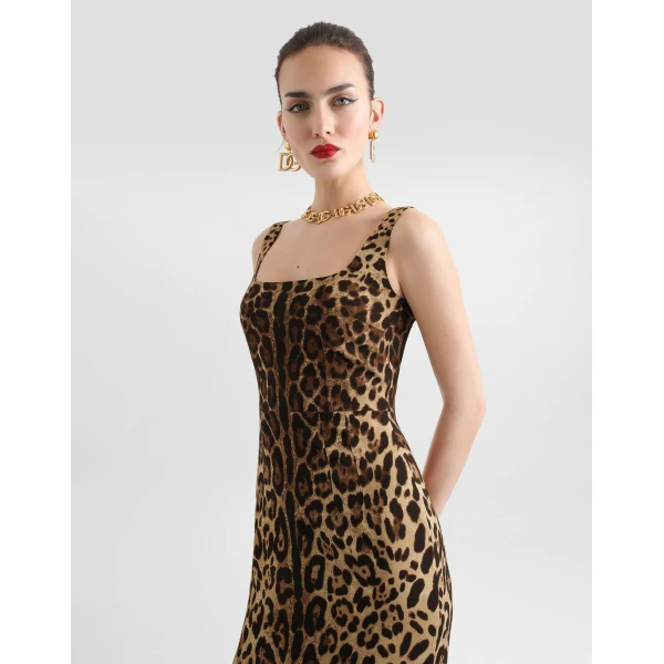 Print Dolce & Gabbana Leopard-print charmeuse dress, view 4 | Dresses