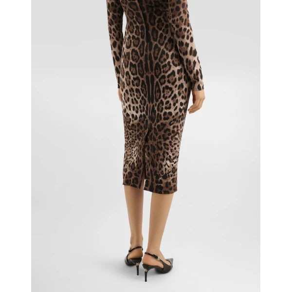 Print Dolce & Gabbana Leopard-print fitted dress, view 5 | Dresses
