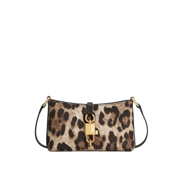 Leopard-print lock shoulder bag